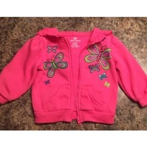 Okie Dokie Girls Pink Fleece Jacket Hoodie Size 6M